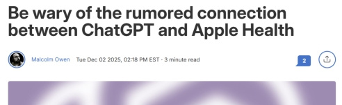 外媒:新版ChatGPT应用暗藏苹果健康图标,预示双方或将数据打通